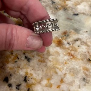 Dian Malouf sterling silver Mama ring.